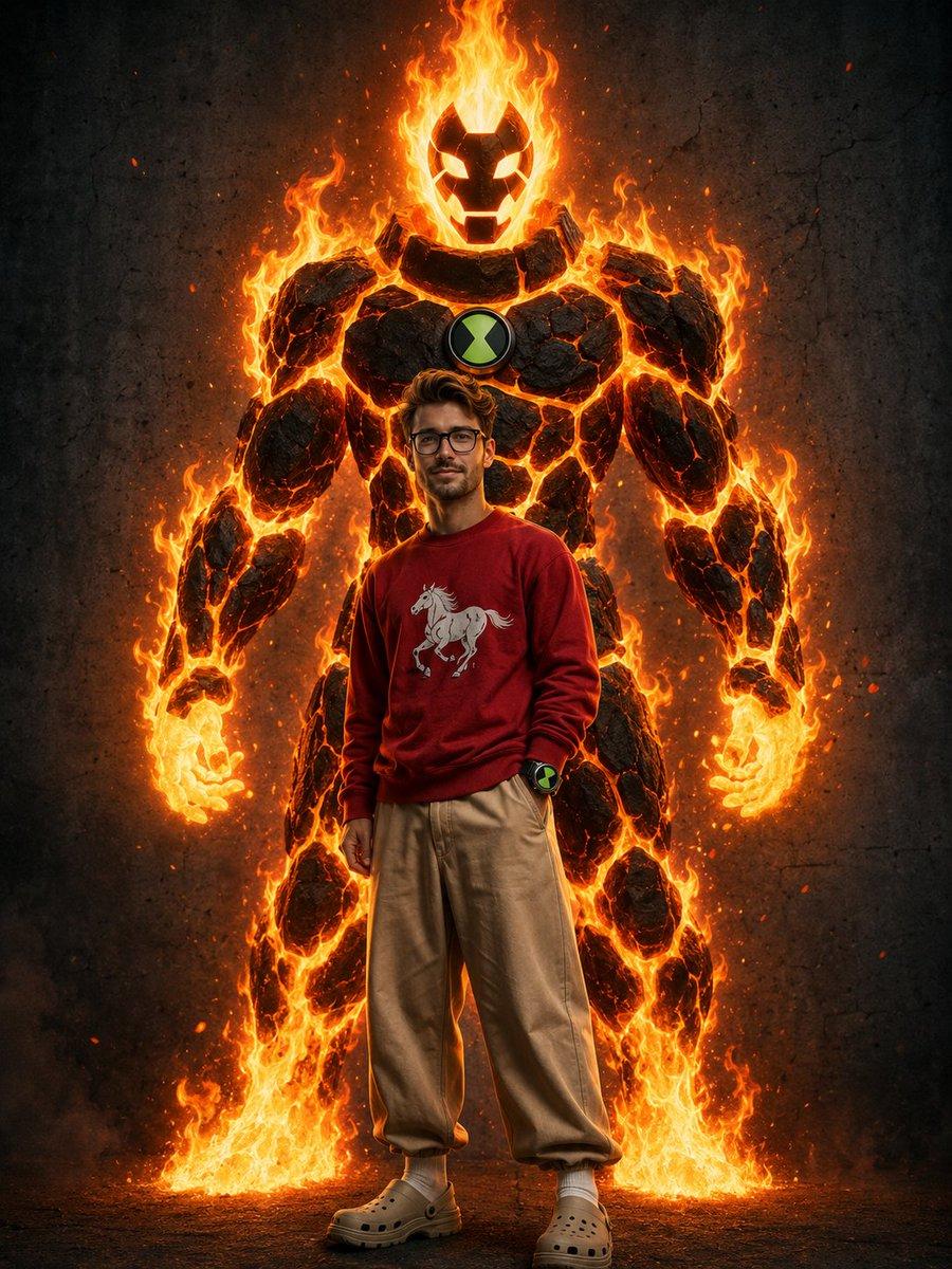 Heatblast Ben 10 Streetwear Portrait - AI image template preview