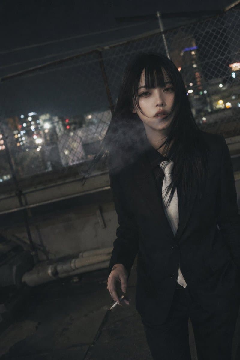 Candid Night Rooftop Portrait - AI image template preview