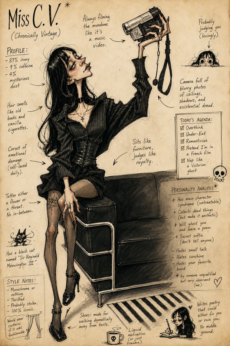 Grotesque Fashion Caricature Sketch - AI image template preview