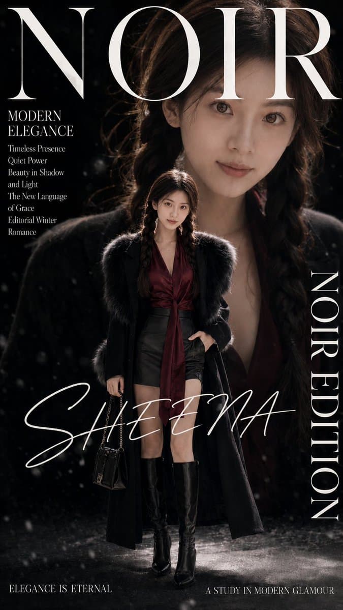Noir Fashion Editorial Magazine Cover - AI image template preview
