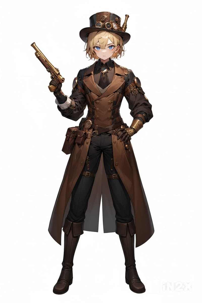 Steampunk Gunslinger Character Art - AI image template preview
