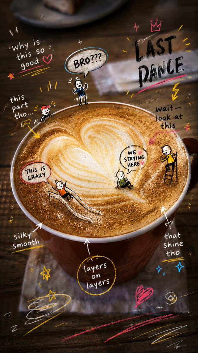 Latte Photo With Emotional Doodles - AI image template preview