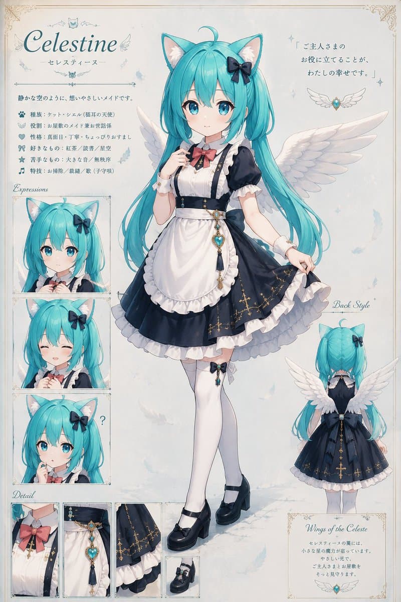 Celestine Anime Character Sheet - AI image template preview