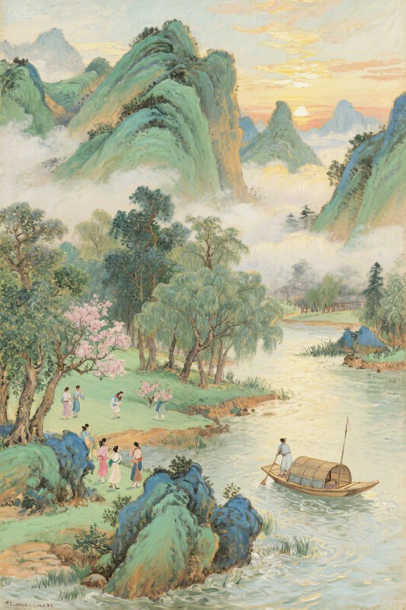 Pastel Chinese Landscape Expansion - AI image template preview