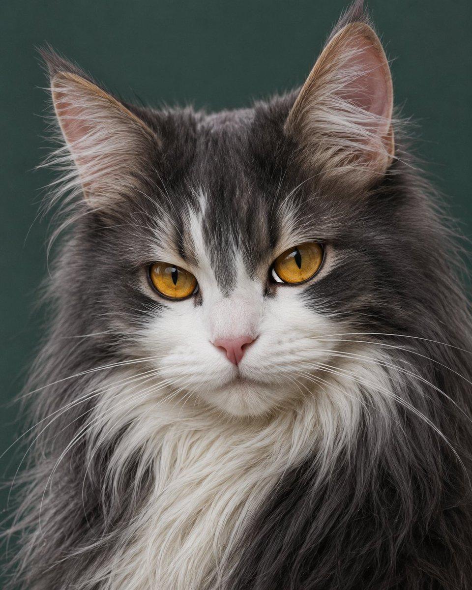 Photorealistic Amber-Eyed Cat Portrait - AI image template preview