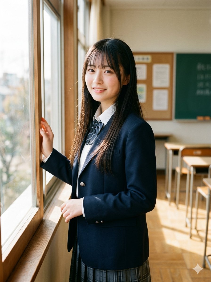 Morning Classroom Window Portrait - AI image template preview