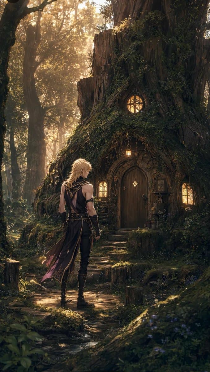 Blond Adventurer at Tree Cottage - AI image template preview