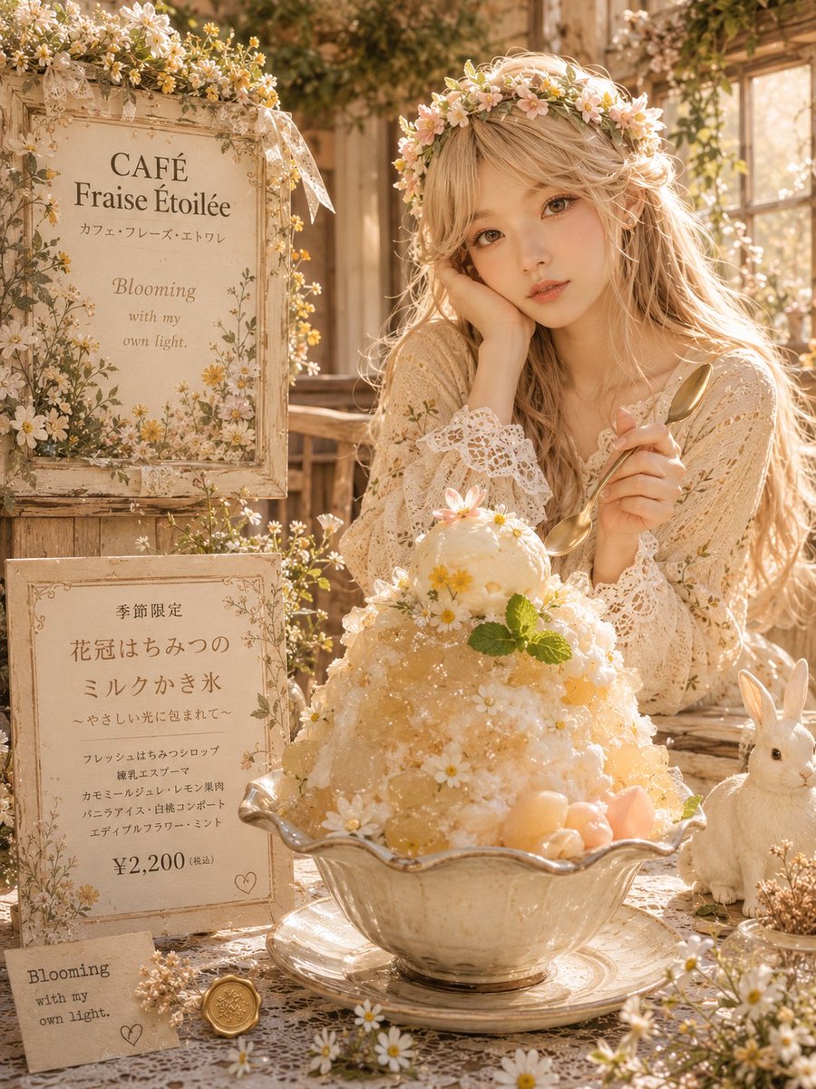 Floral Cottage Café Kakigori - AI image template preview