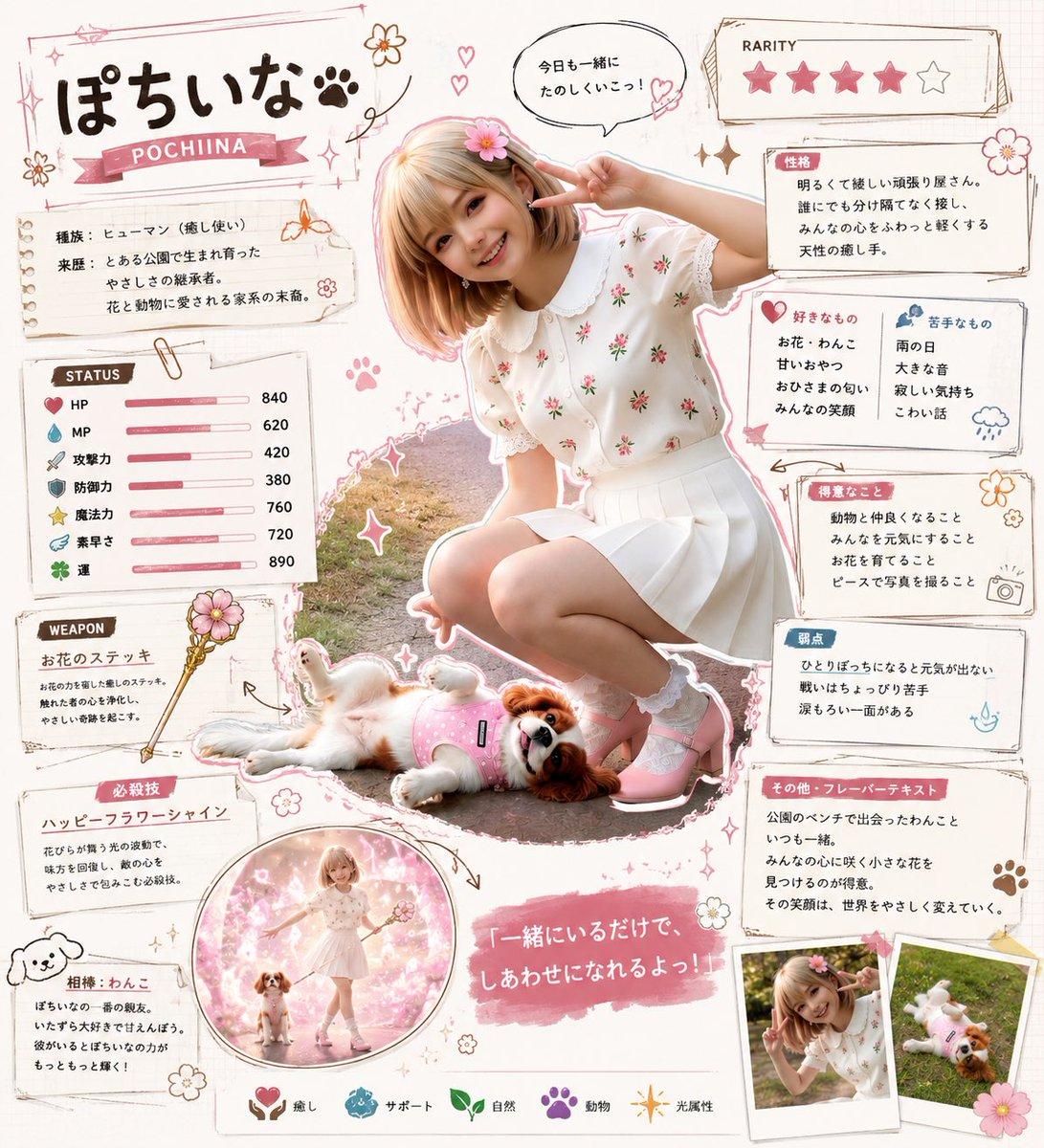 Kawaii RPG Character Profile Sheet - AI image template preview