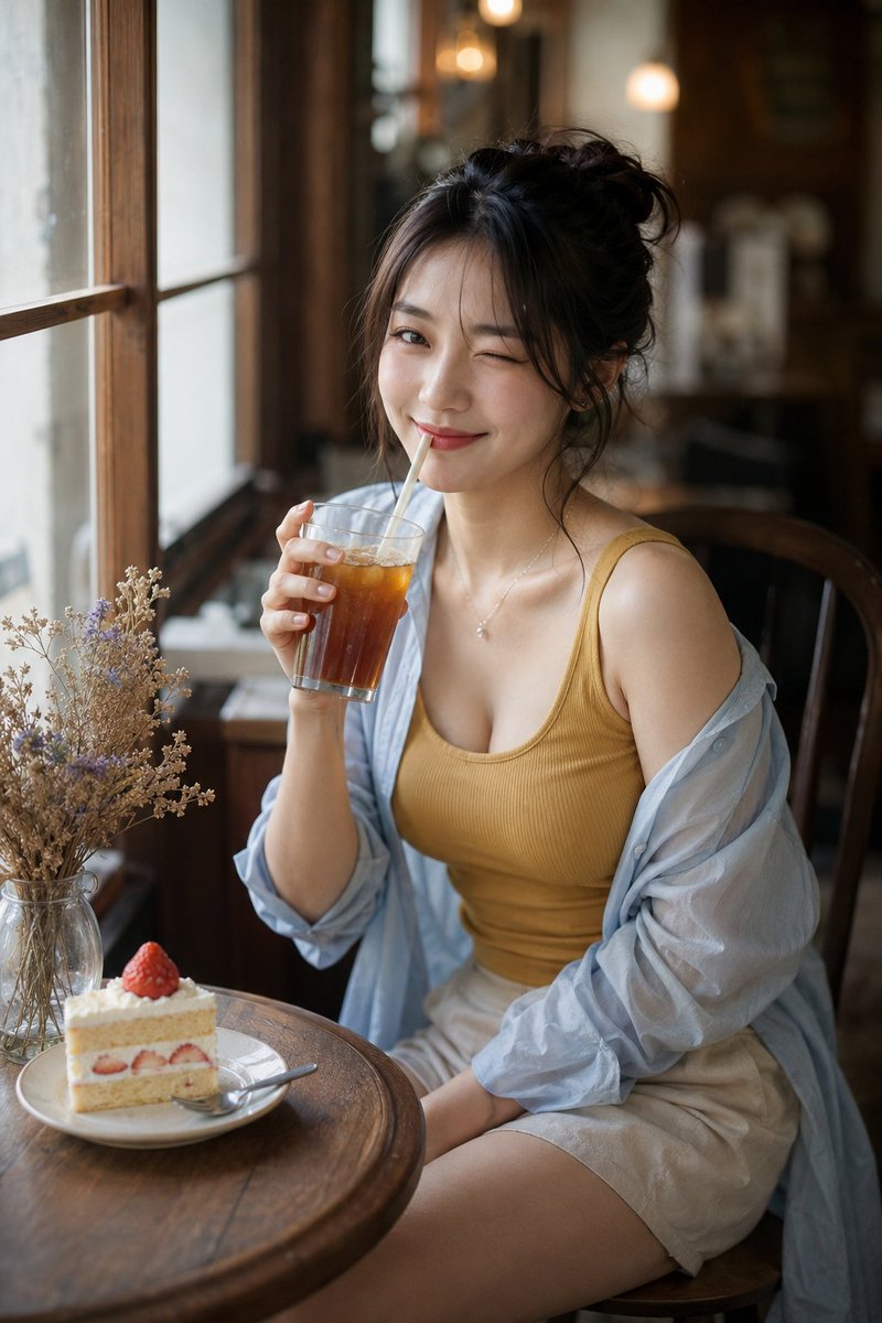 Censored Cafe Portrait Photo - AI image template preview