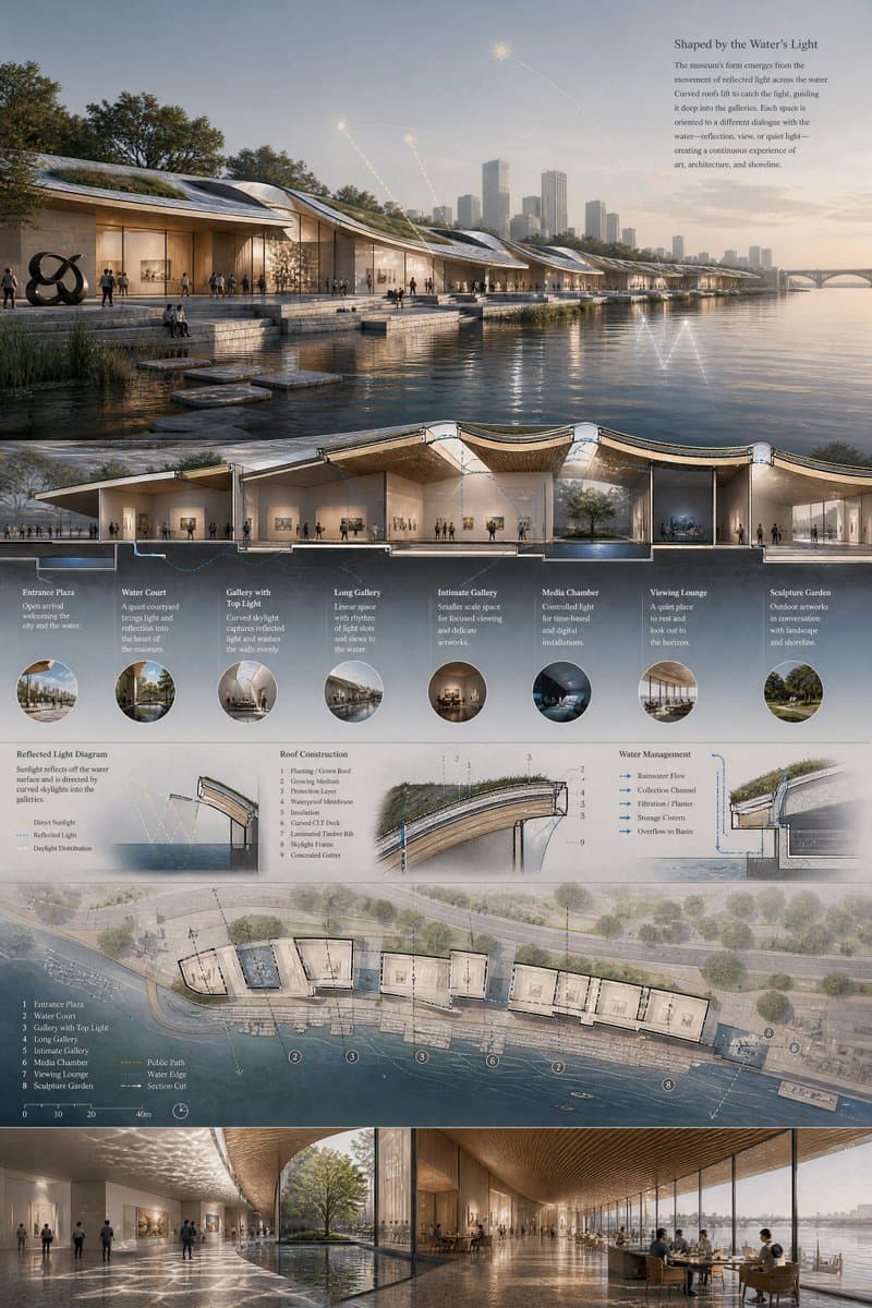 Waterfront Museum Architecture Board - AI image template preview