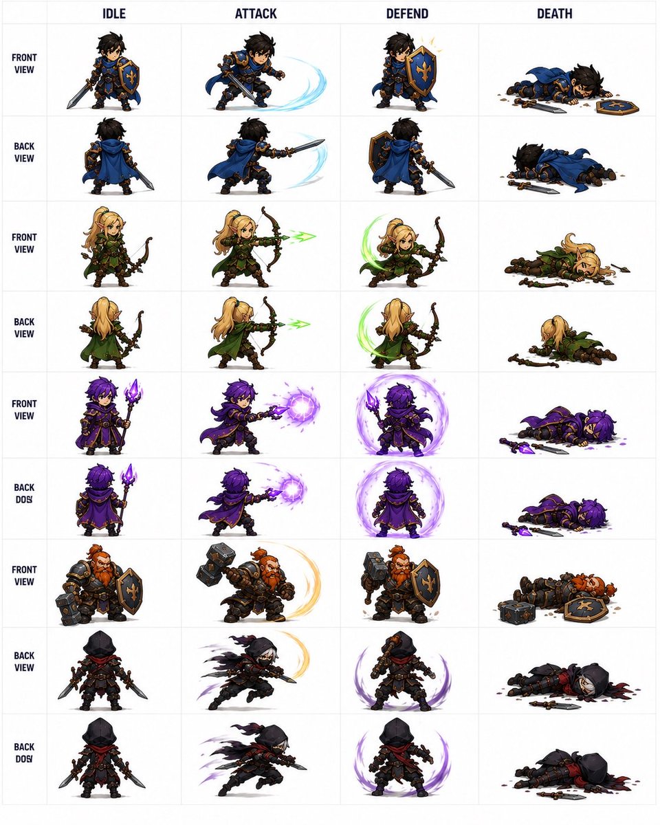 Fantasy Auto-Battler Spritesheet - AI image template preview