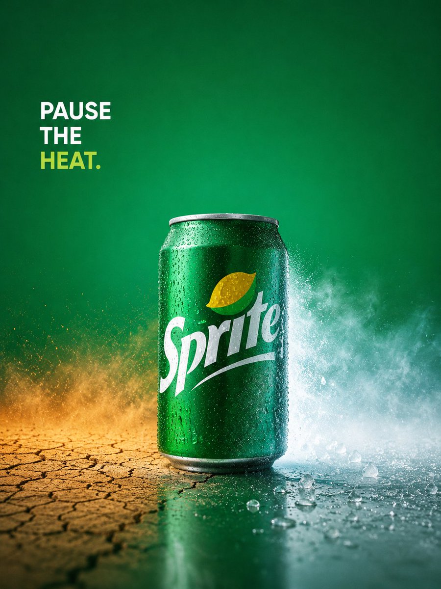 Sprite Heat Pause Beverage Ad - AI image template preview