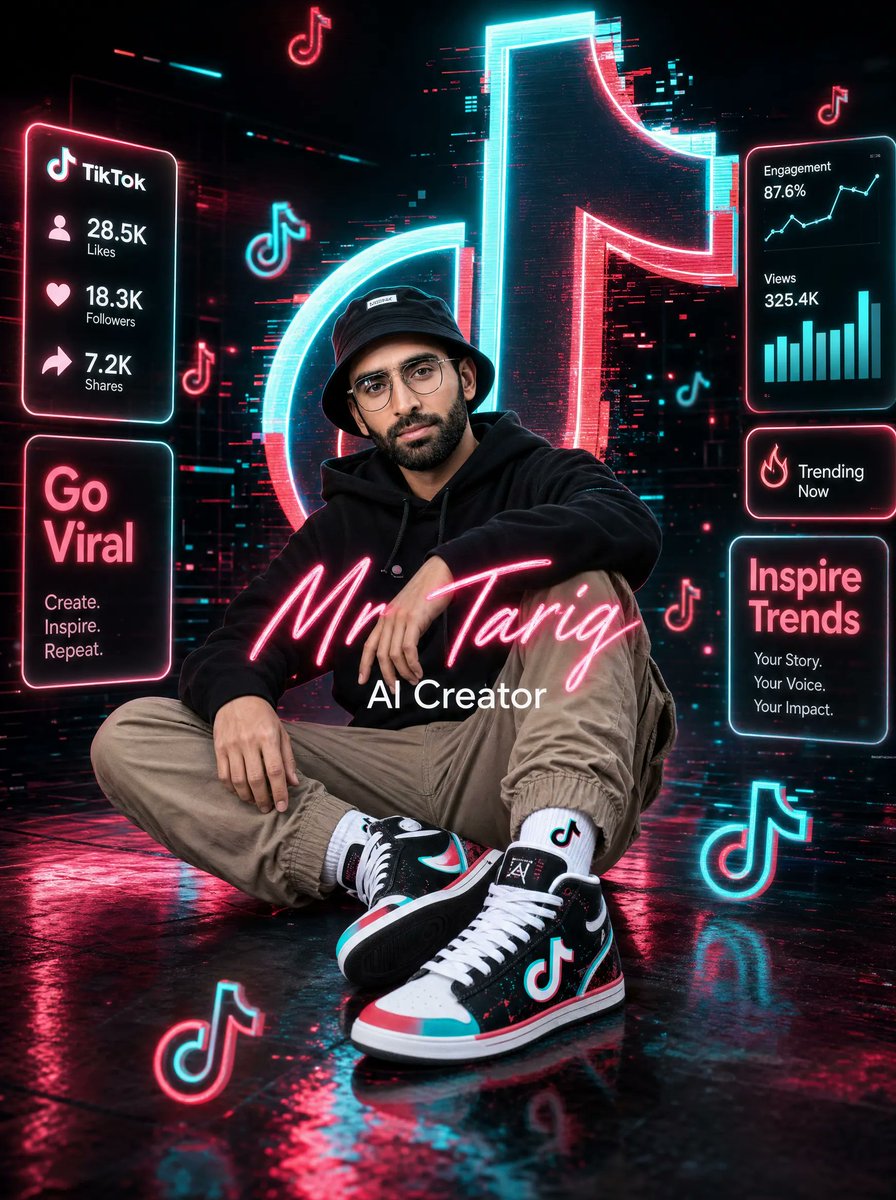 Neon TikTok AI Creator Poster - AI image template preview