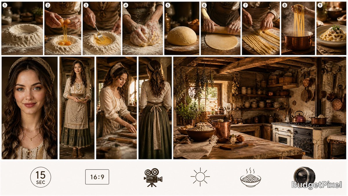 Rustic Pasta Tutorial Reference Sheet - AI image template preview