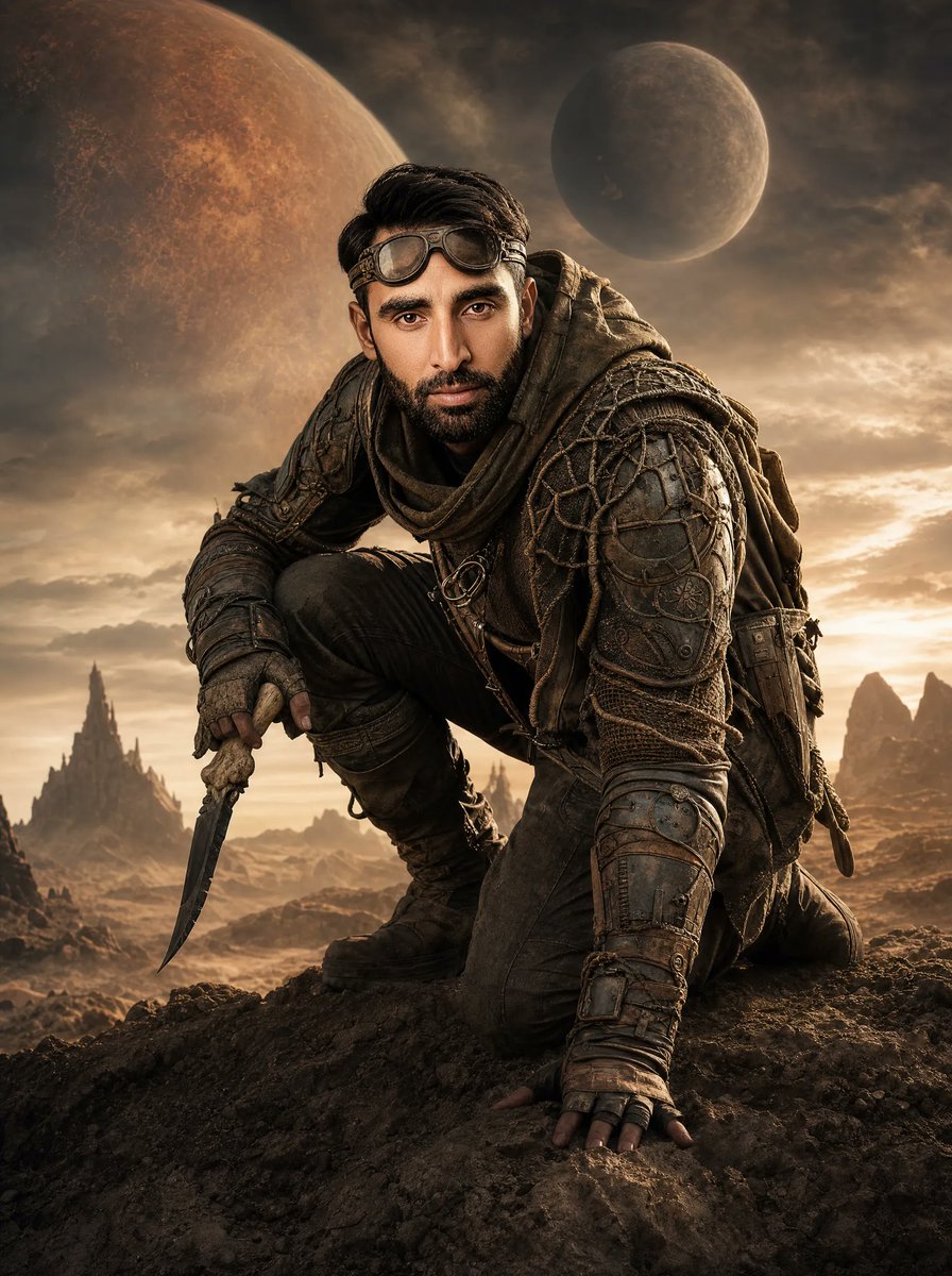 Post-Apocalyptic Alien Wasteland Warrior - AI image template preview