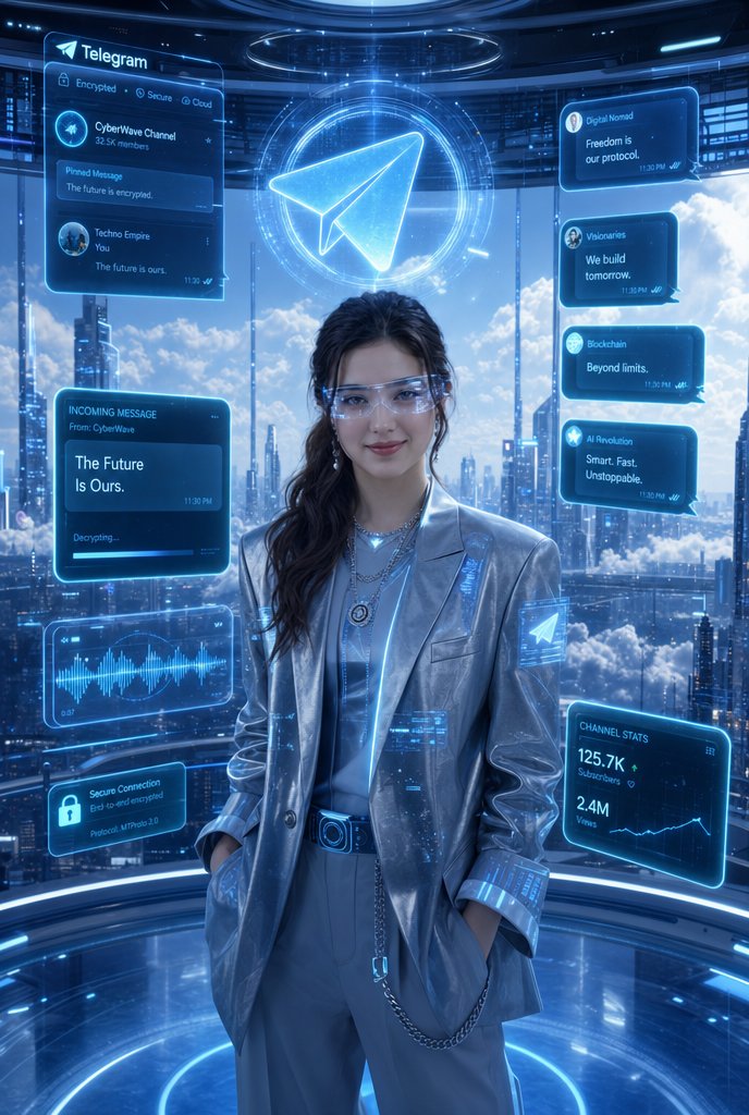 Luxury Telegram Cyber Hub Poster - AI image template preview