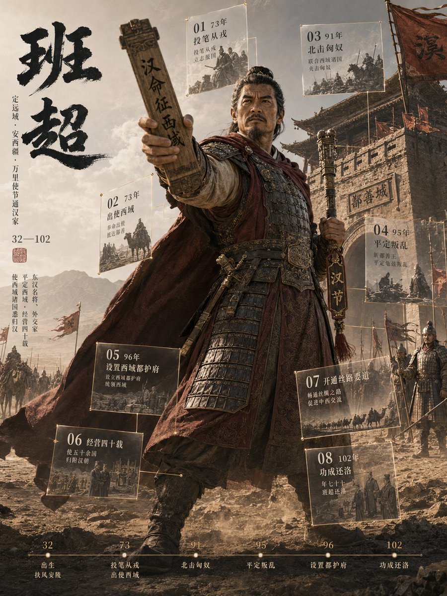 3D Chinese Historical Figure Archive Poster - AI image template preview