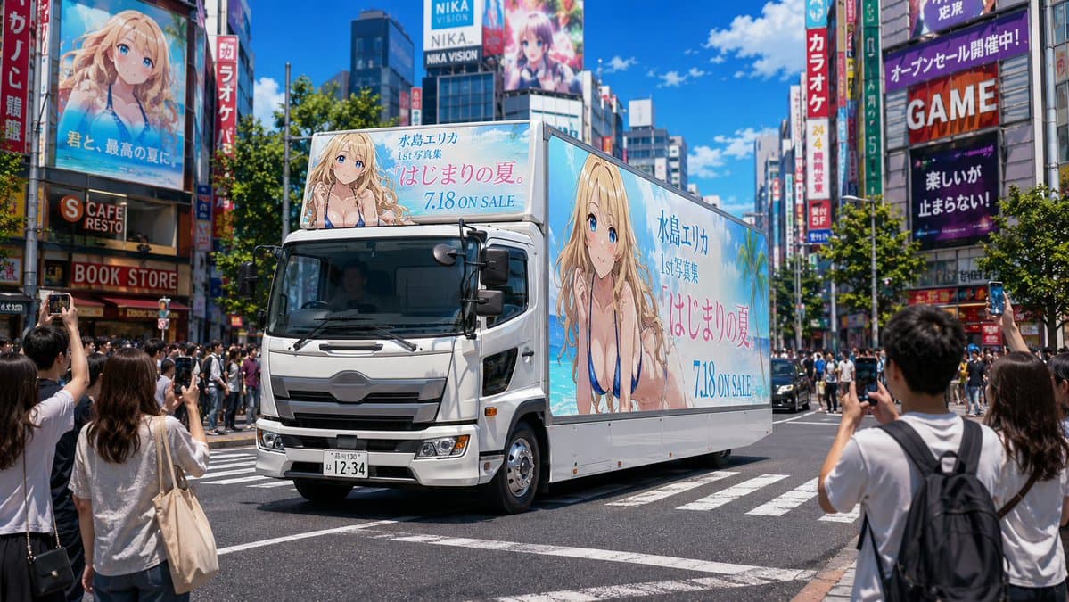 Anime Idol Ad Truck in Japan - AI image template preview