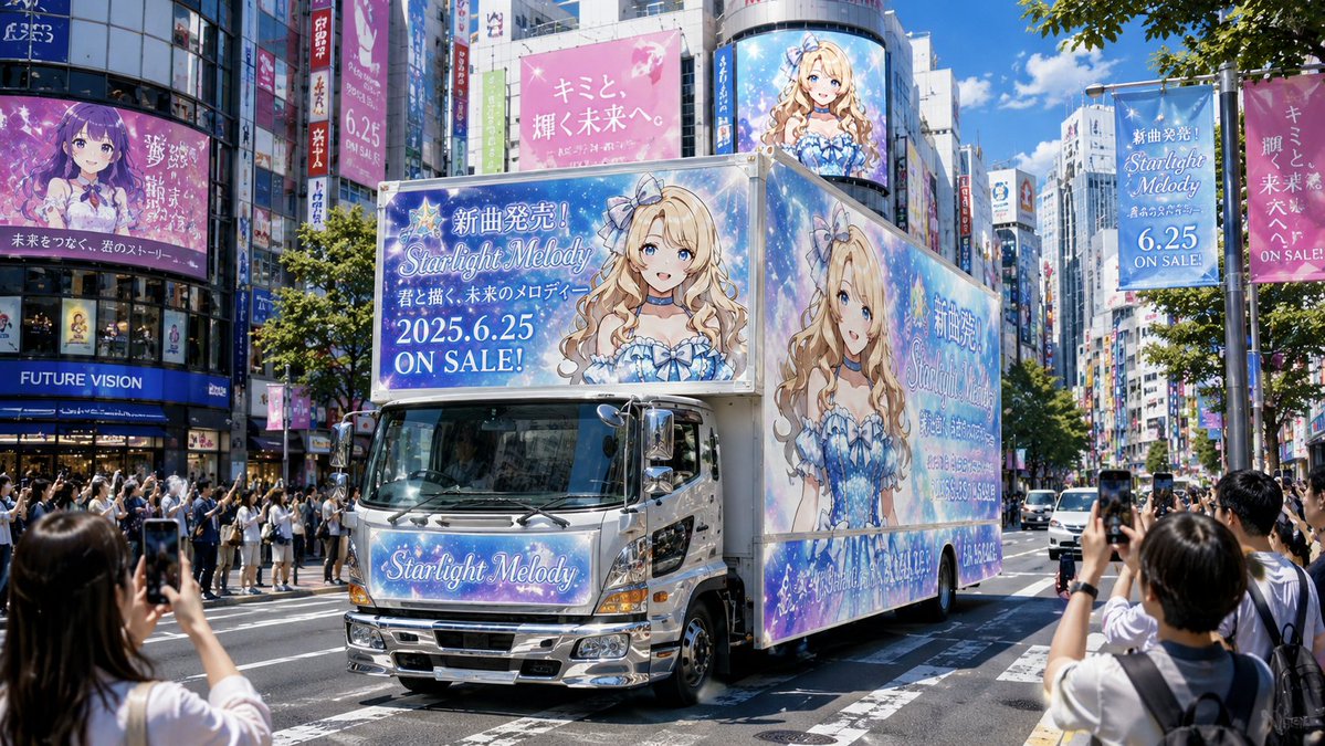 Anime Idol Ad Truck in Japan - AI image template preview