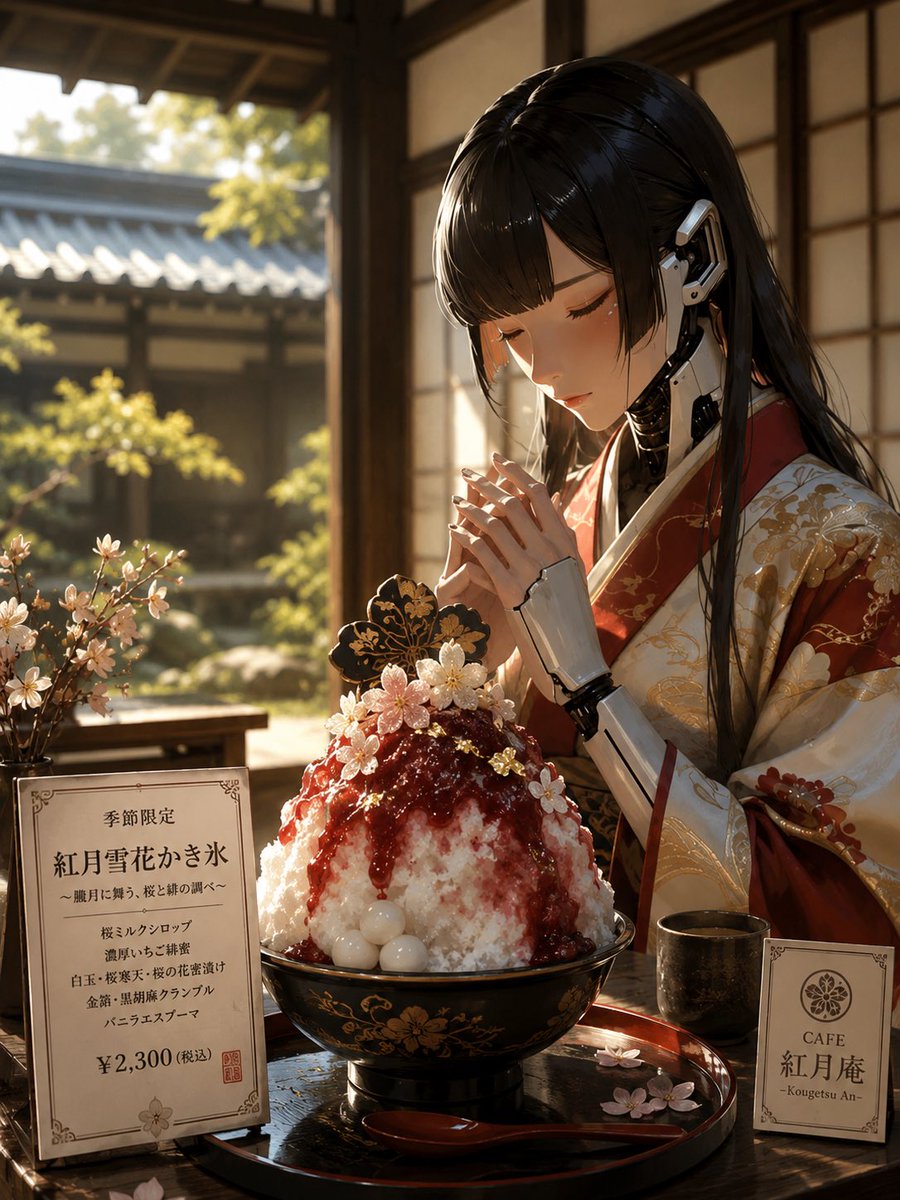 Luxury Cybernetic Kakigori Café Scene - AI image template preview