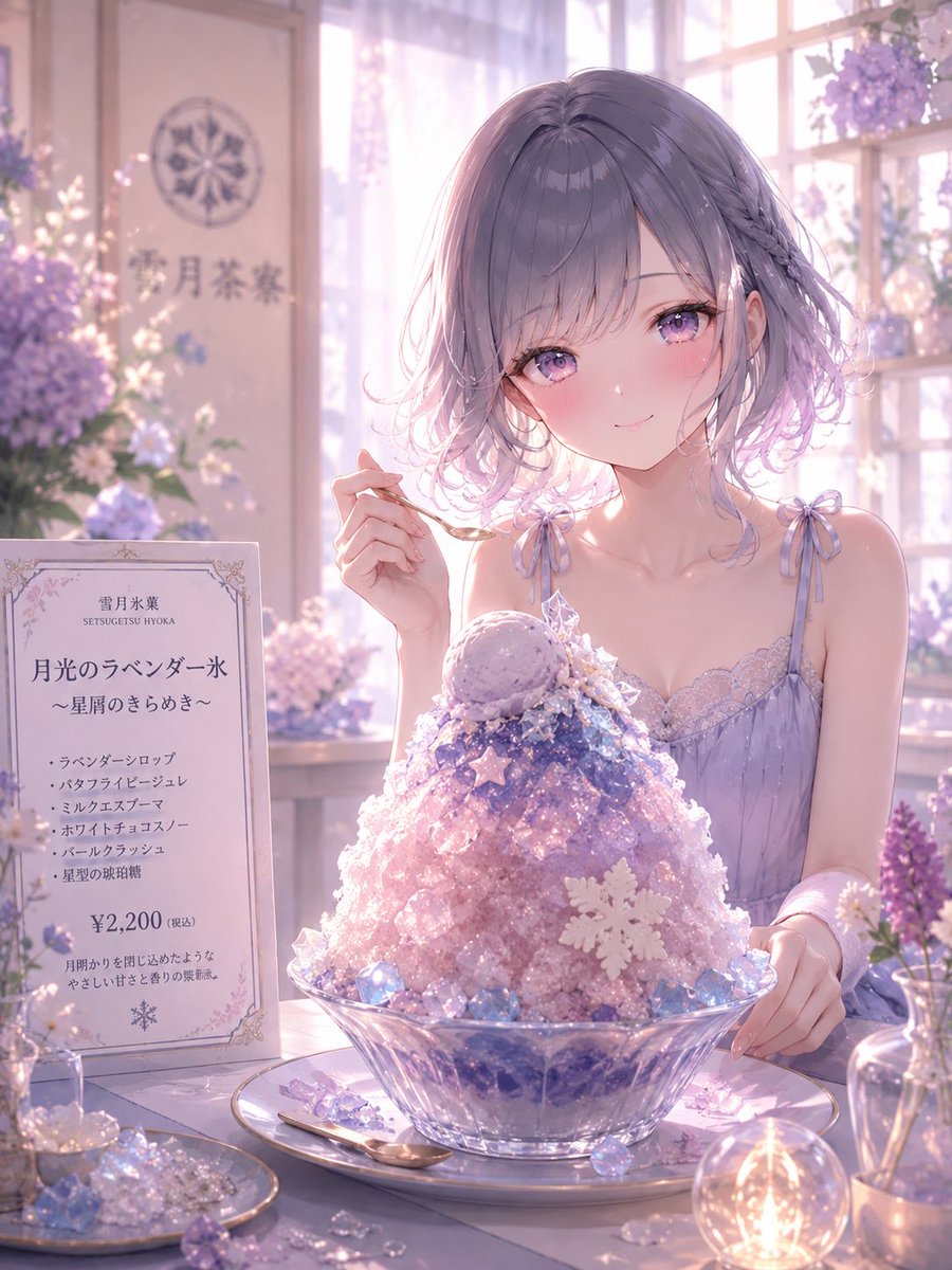 Lavender Moonlight Kakigori Café - AI image template preview