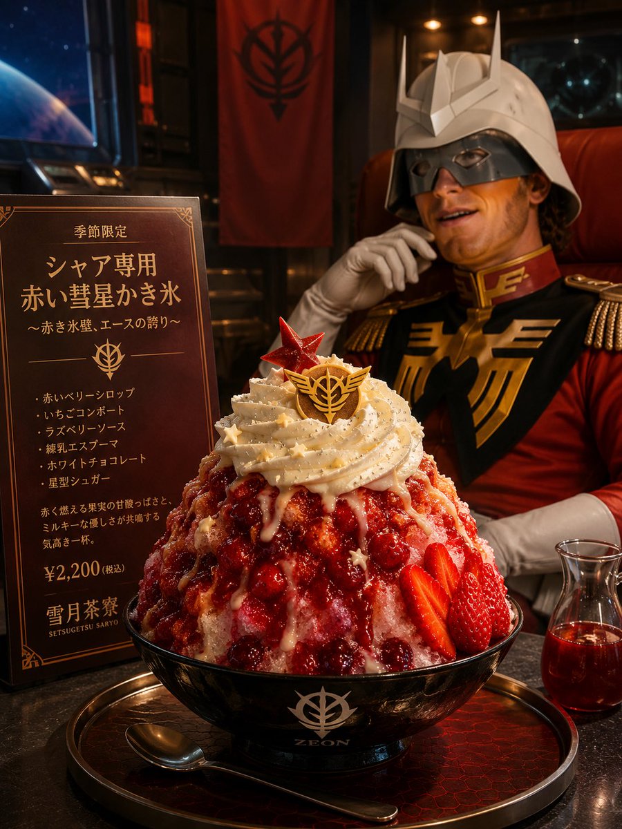 Char-Inspired Red Kakigori Café Photo - AI image template preview