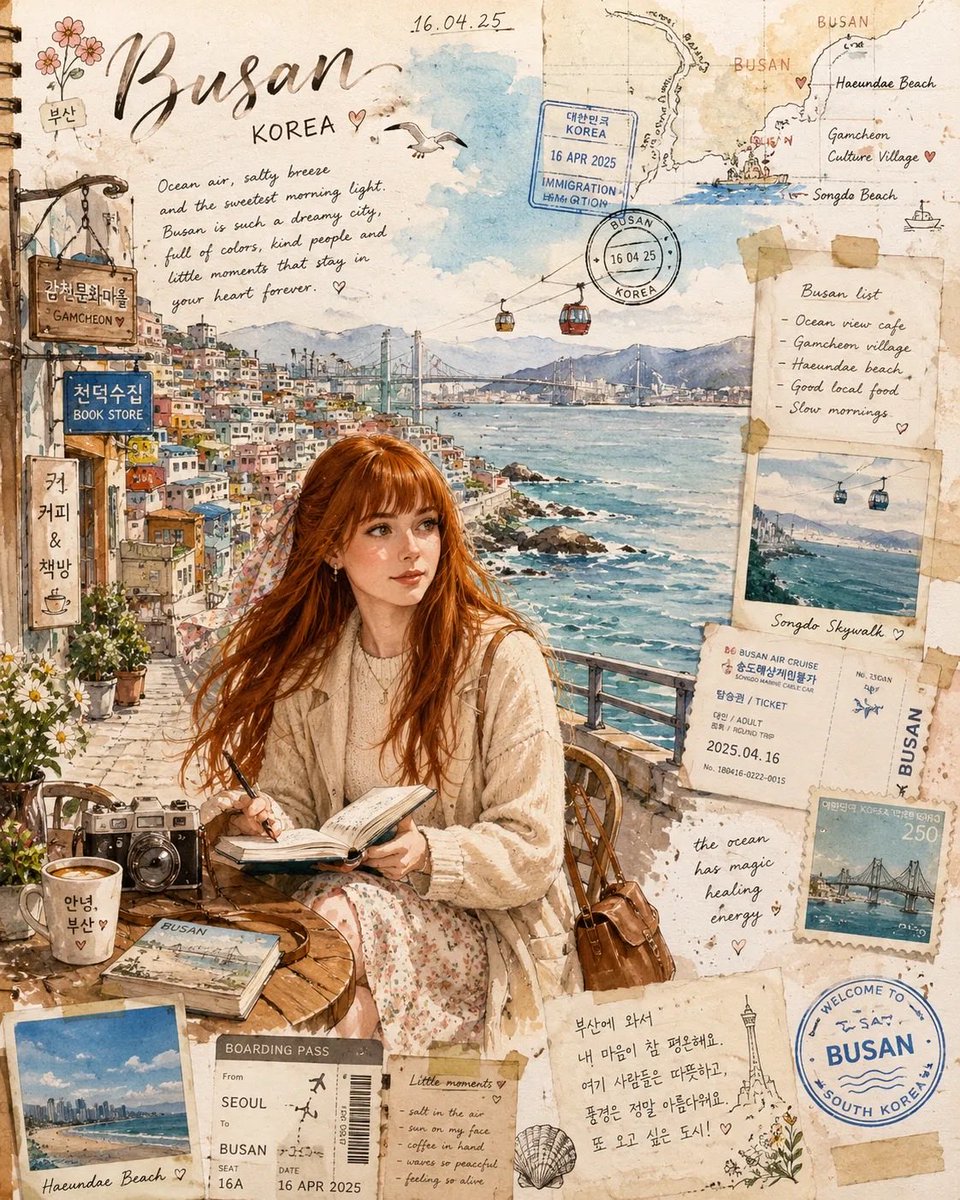 Watercolor Travel Journal Illustration - AI image template preview