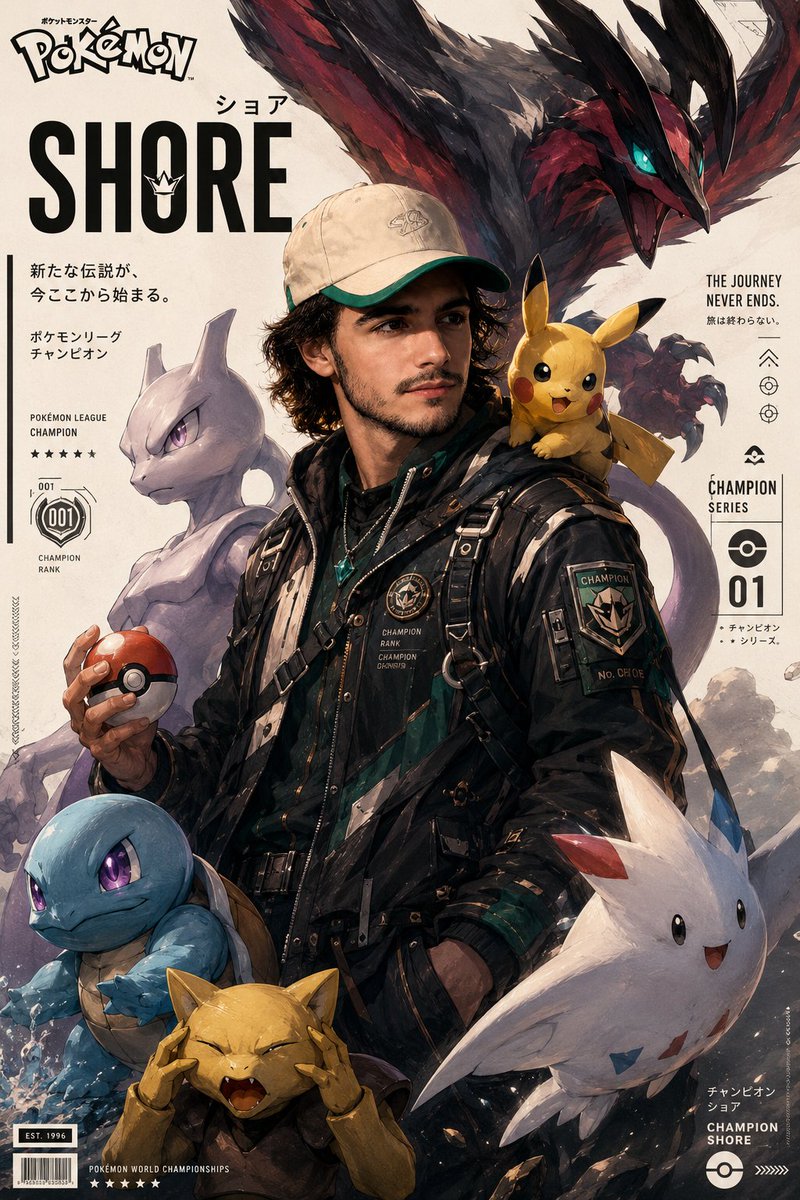 Cinematic Pokémon trainer poster - AI image template preview