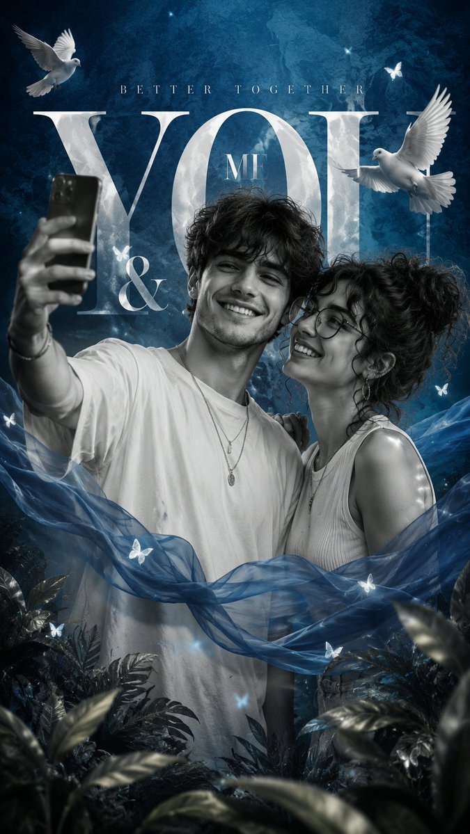 Romantic Editorial Couple Portrait - AI image template preview