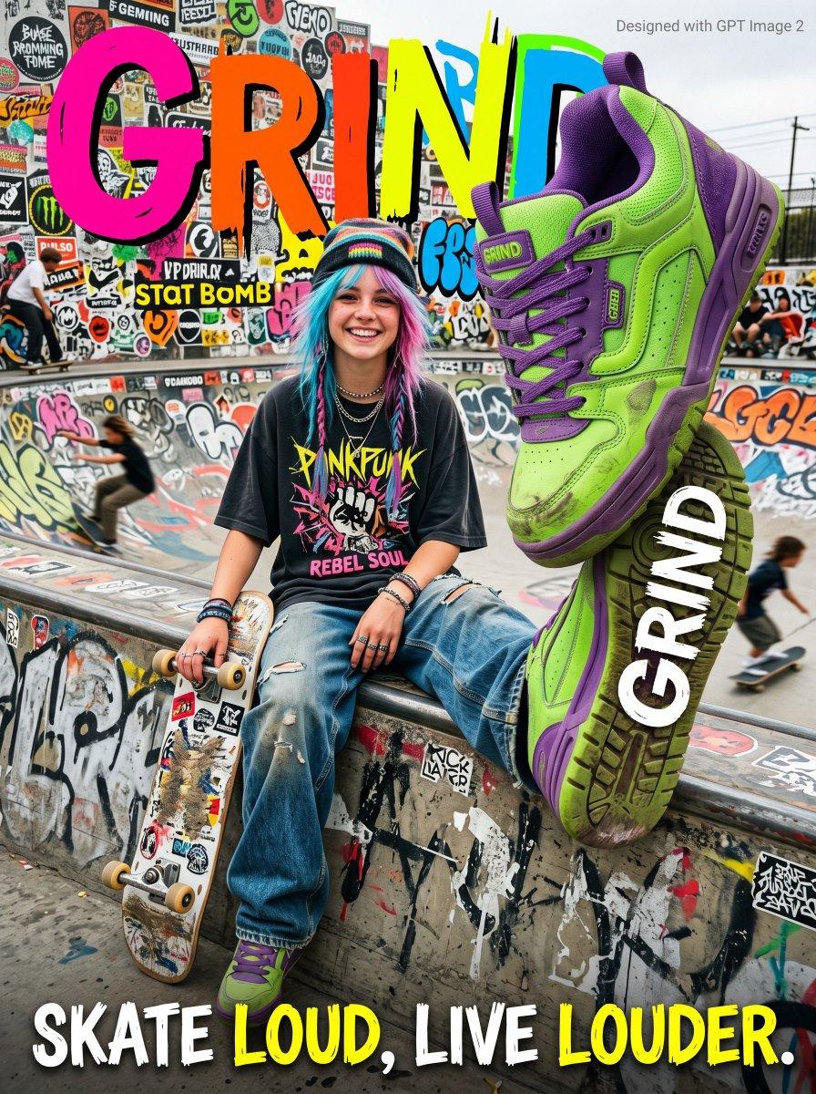 Gen Z Skateboarding Advertisement Poster - AI image template preview