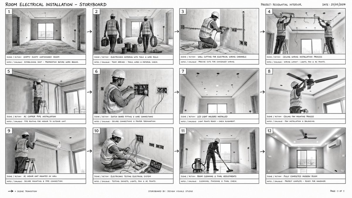 Room Installation Storyboard Sheet - AI image template preview