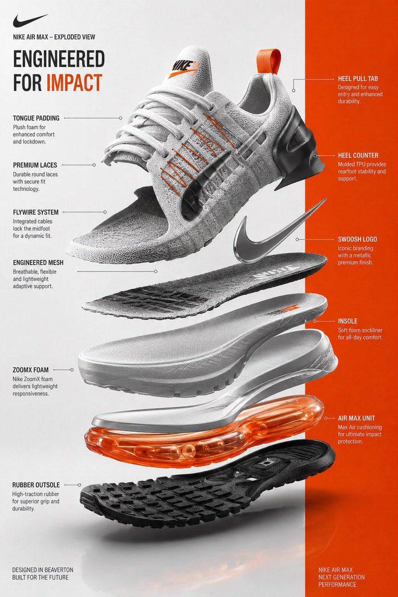 Exploded View Sneaker Infographic - AI image template preview