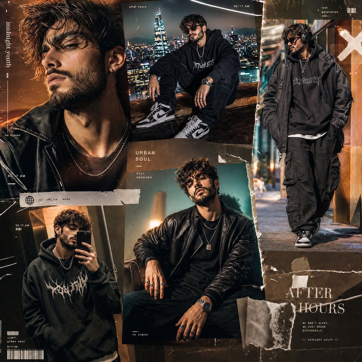 Premium Gen-Z Streetwear Fashion Collage - AI image template preview
