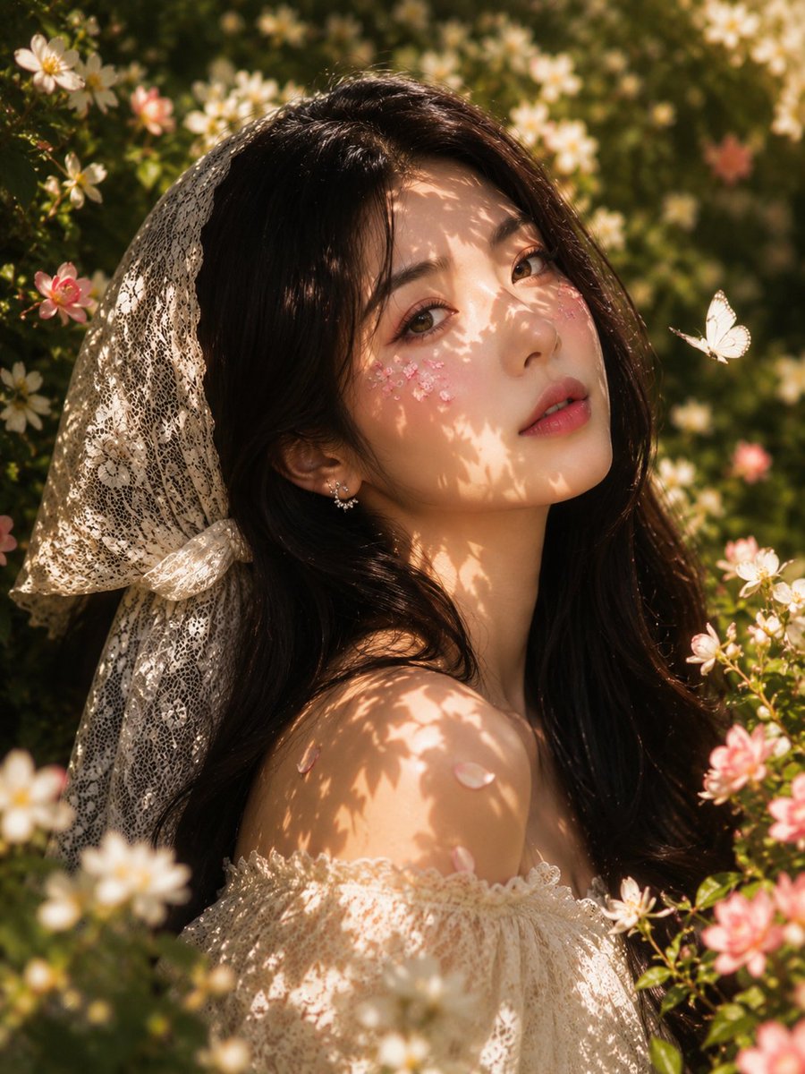 Golden Hour Floral Portrait - AI image template preview
