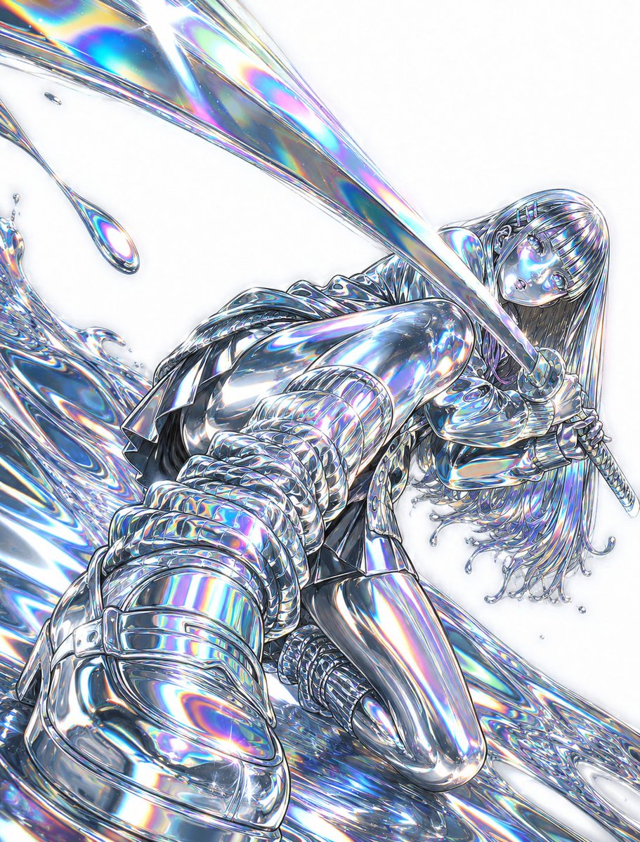 Liquid Chrome and Holographic Transformation - AI image template preview