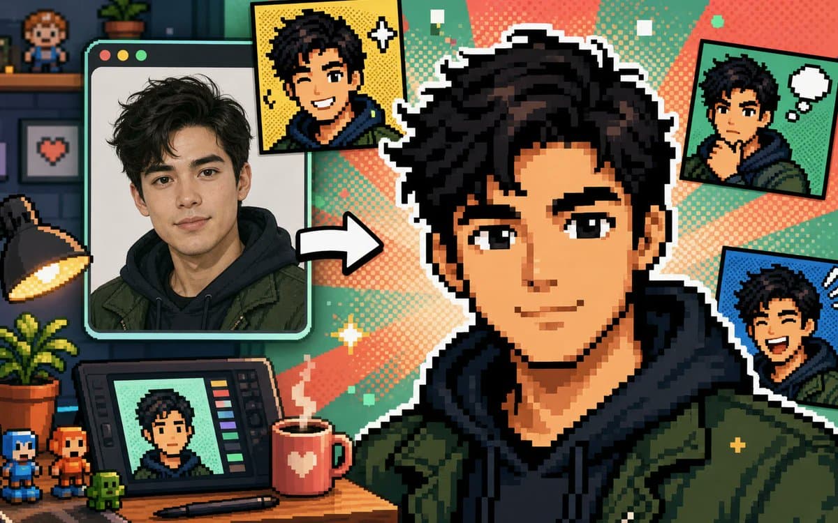 Selfie to Pixel Comic Studio - AI image template preview