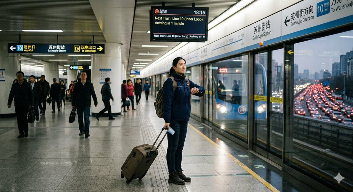 Rush Hour Subway vs Traffic - AI image template preview