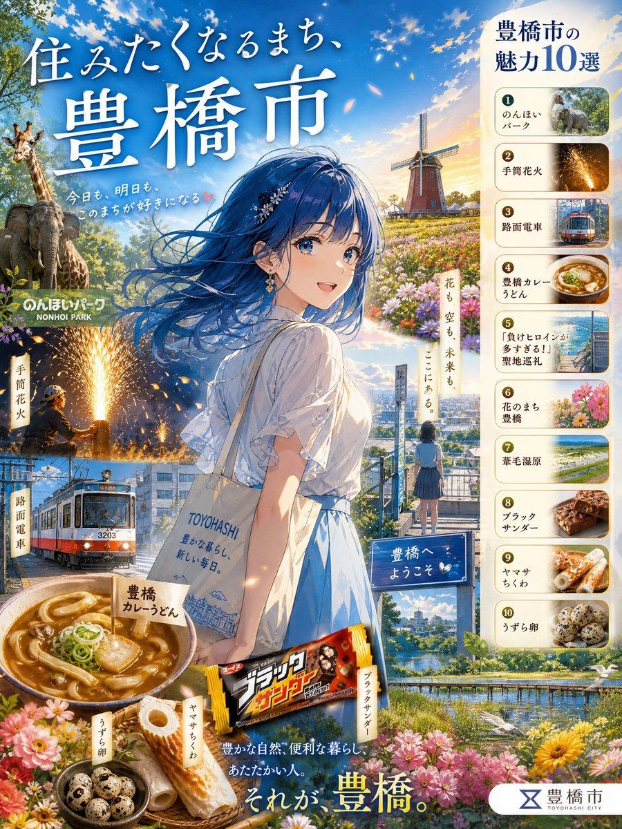 Toyohashi Tourism Anime Poster - AI image template preview