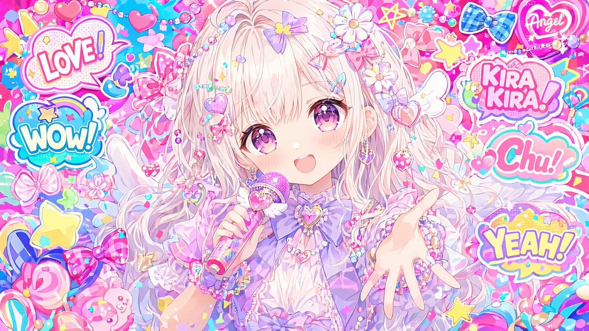 Maximalist Kawaii Angel Sticker Collage - AI image template preview