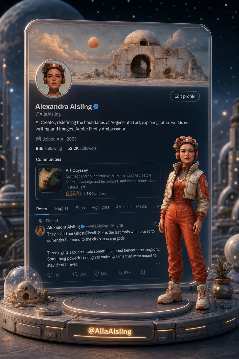 Tiny 3D Avatar in Front of X Profile - AI image template preview
