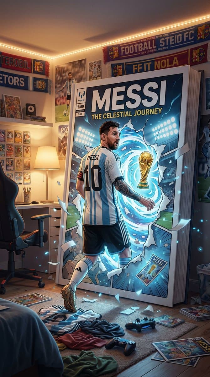 Messi Comic Portal Bedroom - AI image template preview