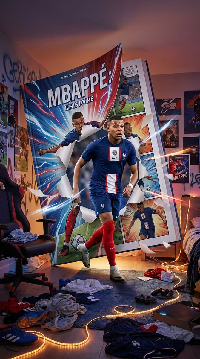Football Star Bursting From Comic Book - AI image template preview