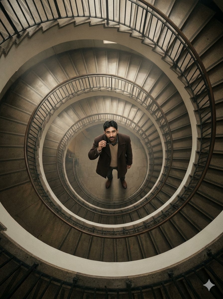 Overhead Spiral Staircase Portrait - AI image template preview