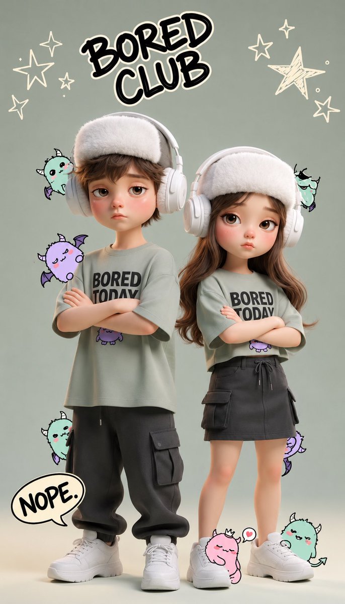 Bored Club Chibi Kids Poster - AI image template preview