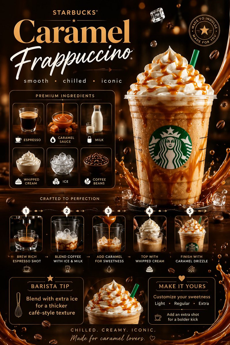 Luxury Caramel Frappuccino Poster - AI image template preview