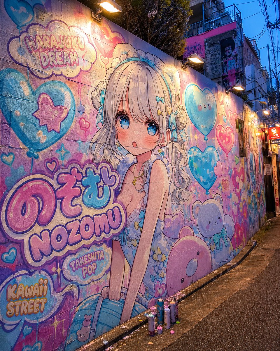 Harajuku Kawaii Graffiti Mural - AI image template preview