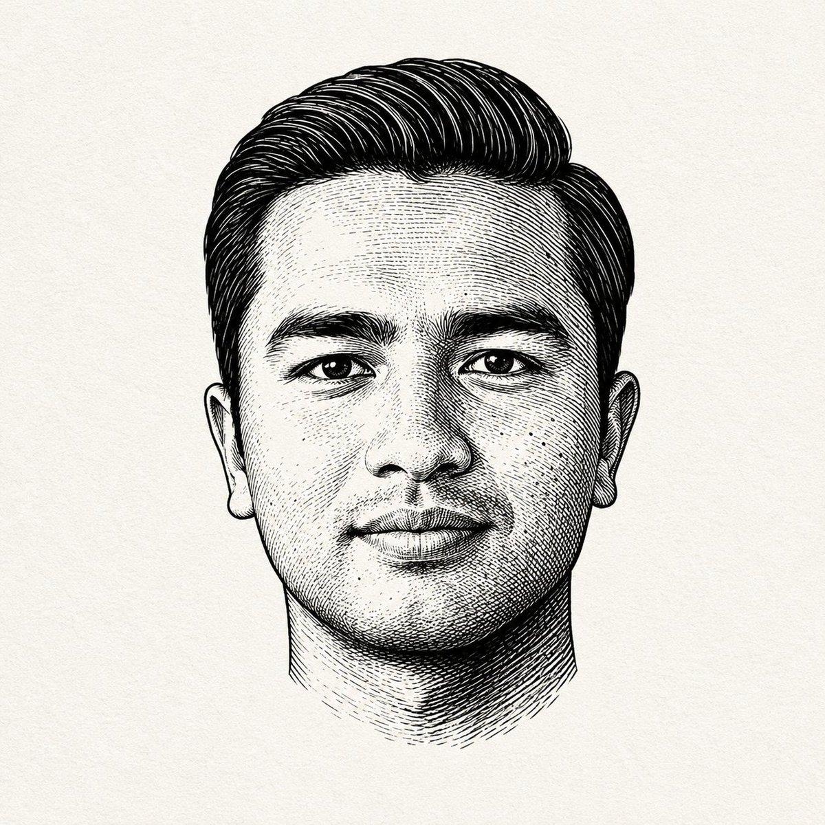 Monochrome Engraved Portrait - AI image template preview