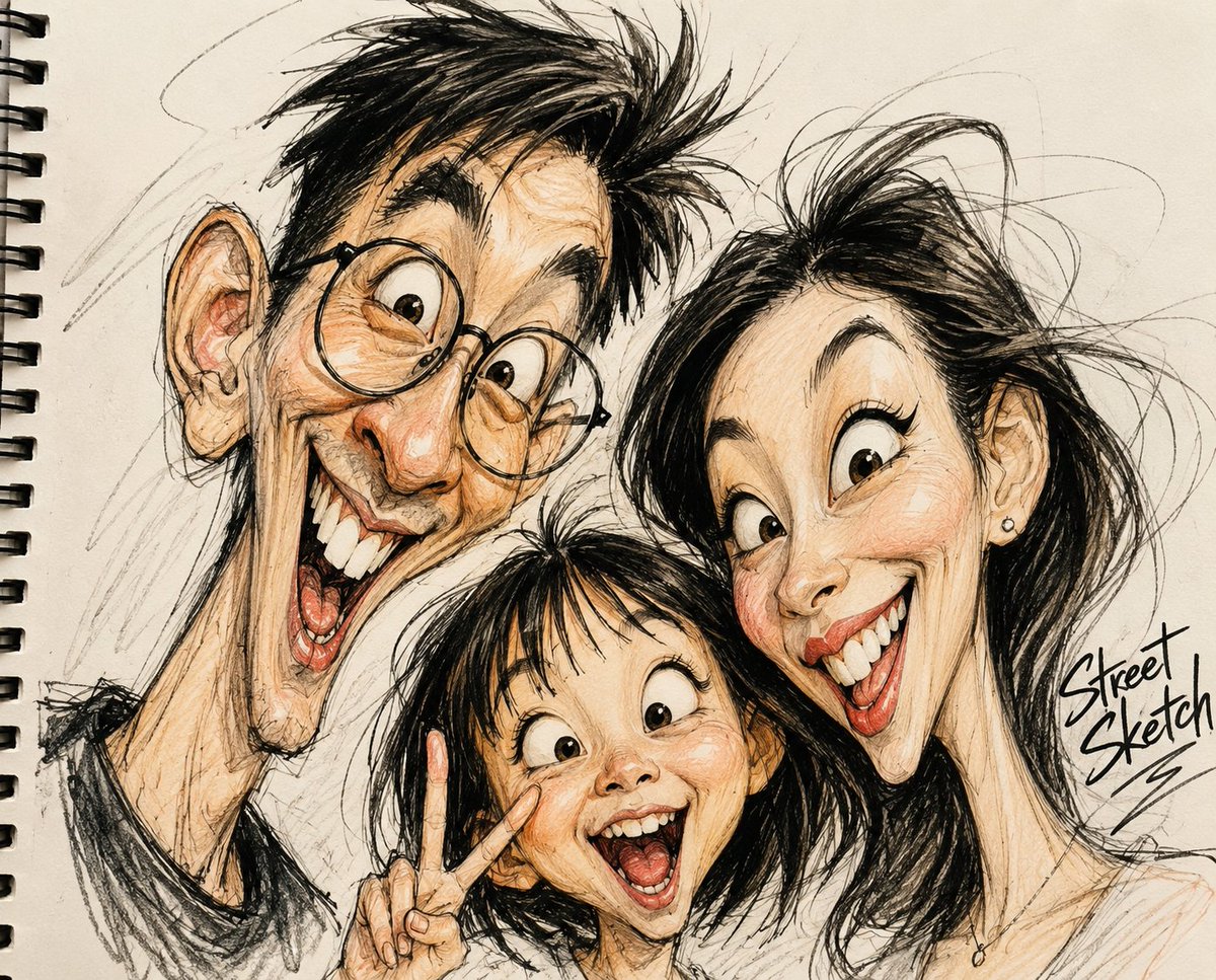 Grotesque Fashion Caricature Sketch - AI image template preview