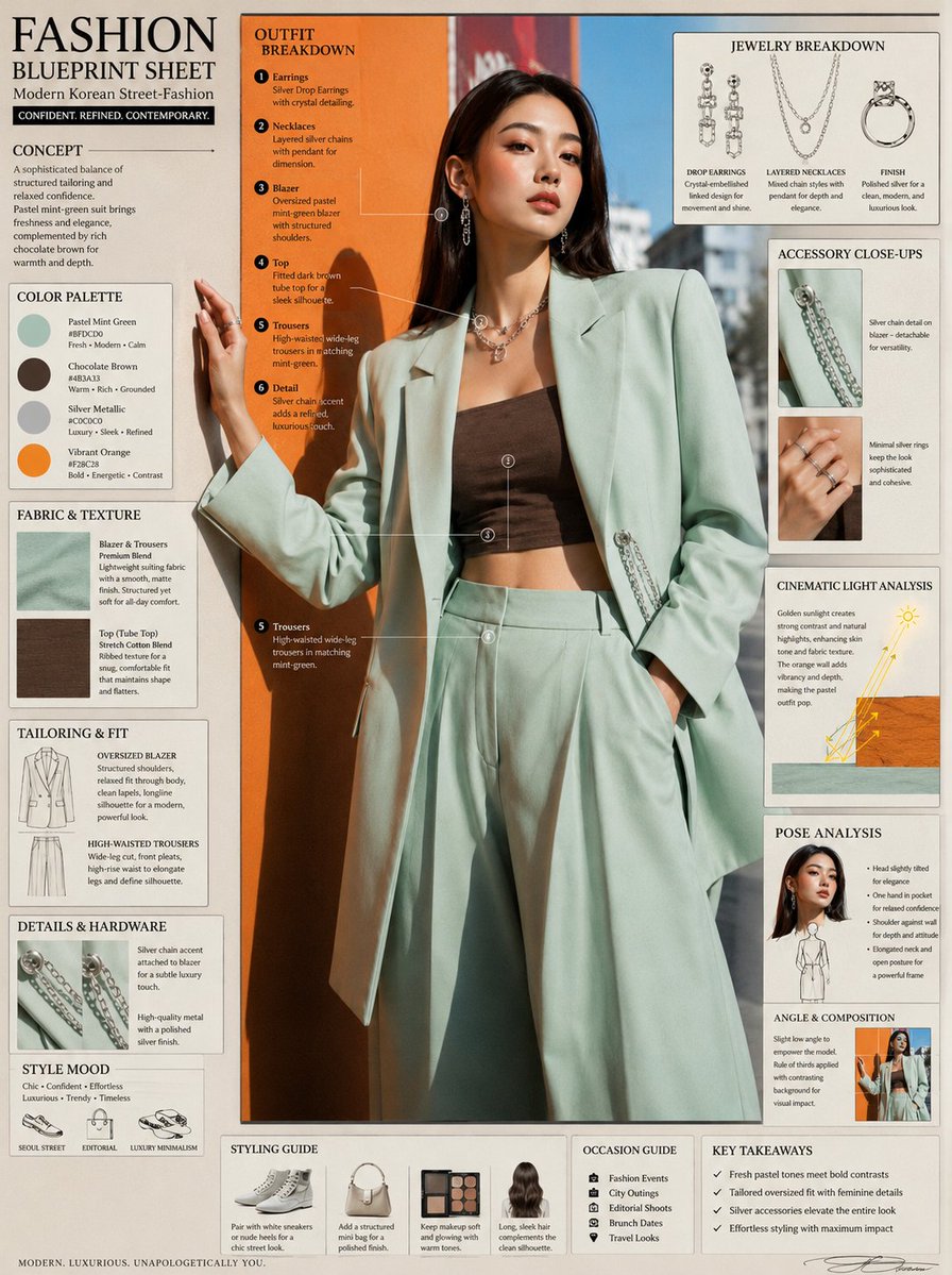 Fashion Editorial Blueprint Sheet - AI image template preview